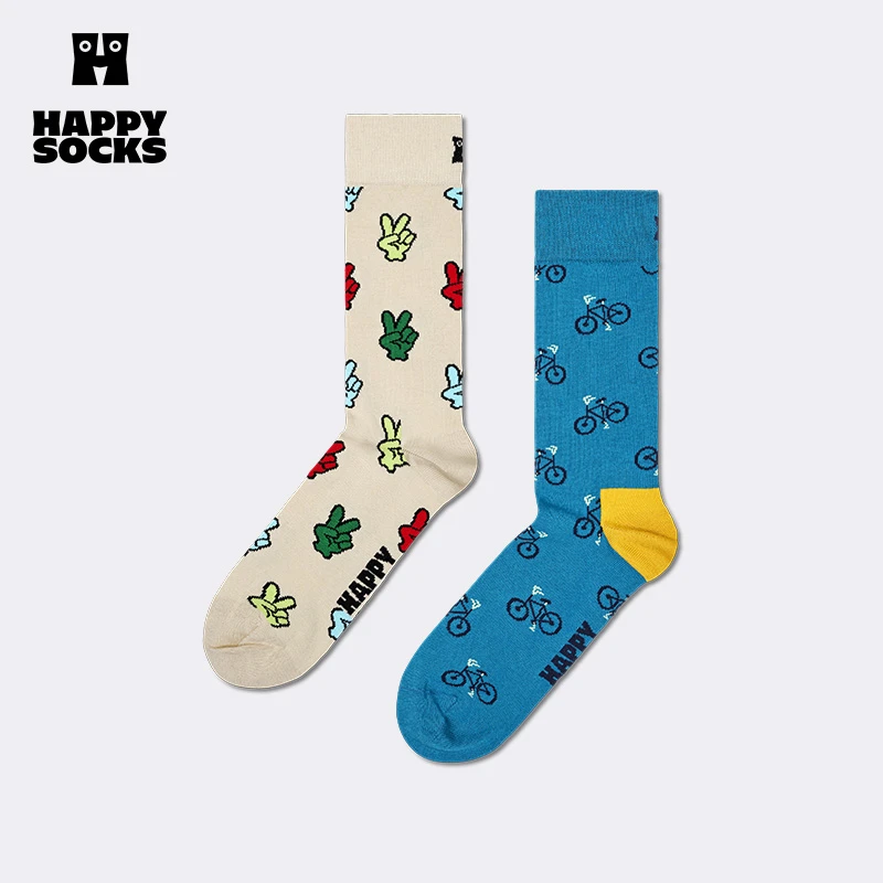 HappySocks【SS24新品】袜子情侣袜ins潮牌设计感个性印花中筒棉袜