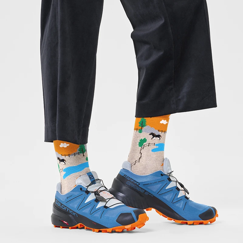 HappySocks 袜子女男袜秋季多巴胺情侣马圈棉袜中筒袜