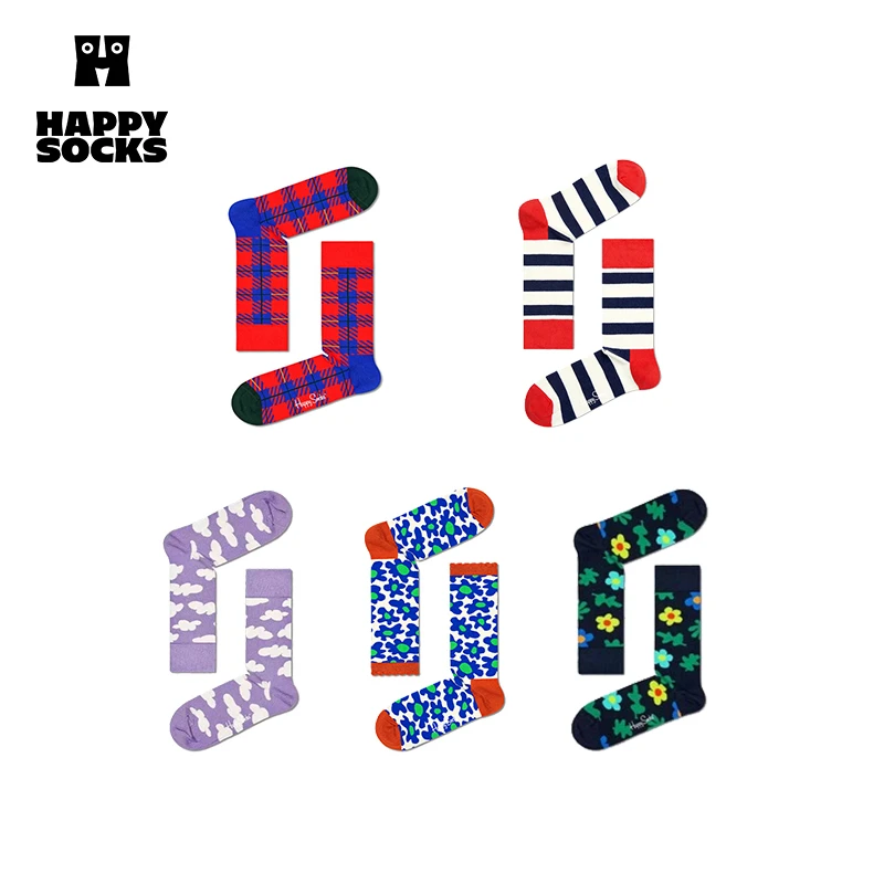HappySocks【超值5双装】情侣袜棉袜潮流中筒合辑【七夕礼物】