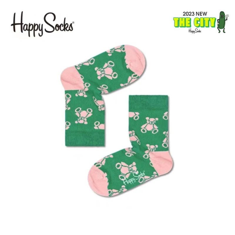HappySocks潮牌ins2023春夏新款田野泰迪熊中筒儿童袜KTED01-7500