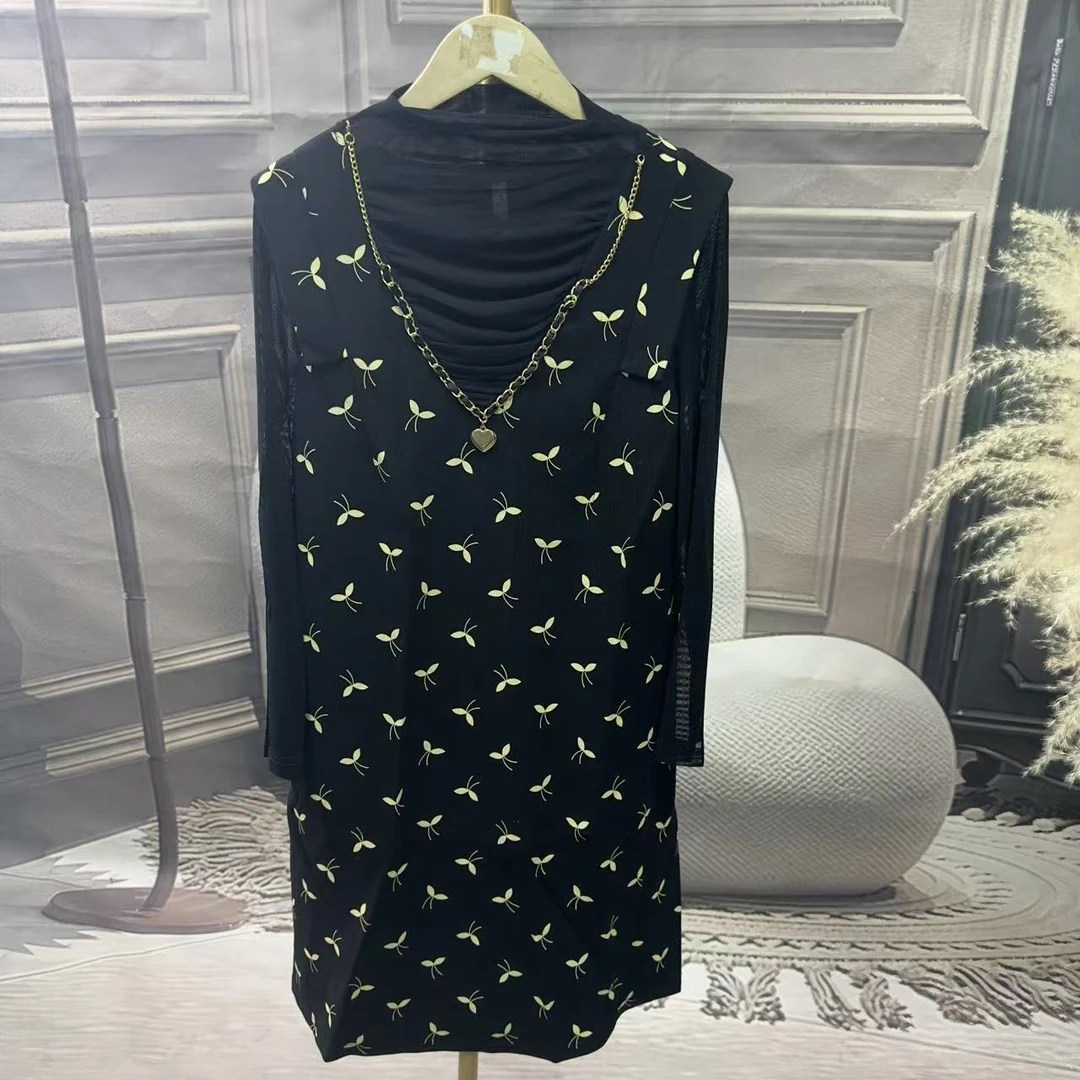 CA343-R显瘦女士印花连衣裙女神百搭夏季收腰轻奢时尚休闲