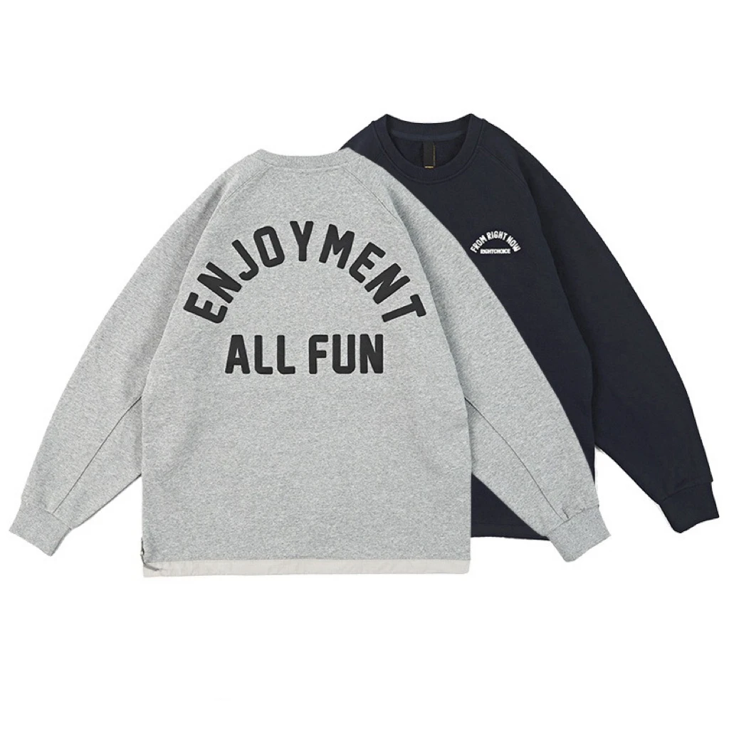 秋冬重磅加厚卫衣情侣宽松长袖圆领ins男女百搭潮流卡通简约灰色