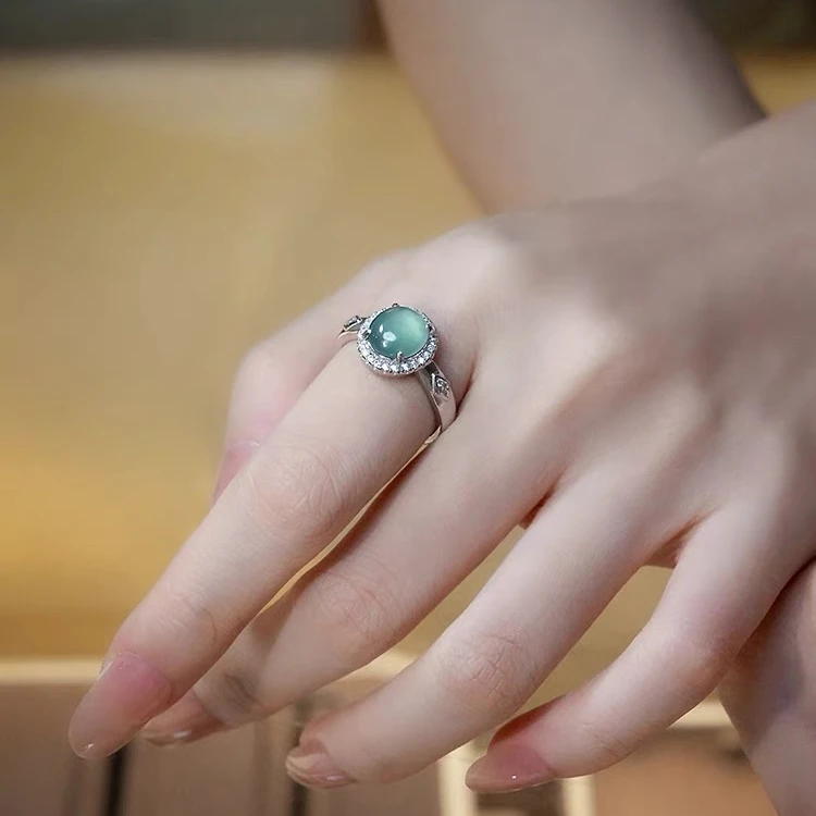 天然a货戒指轻奢925银镶嵌