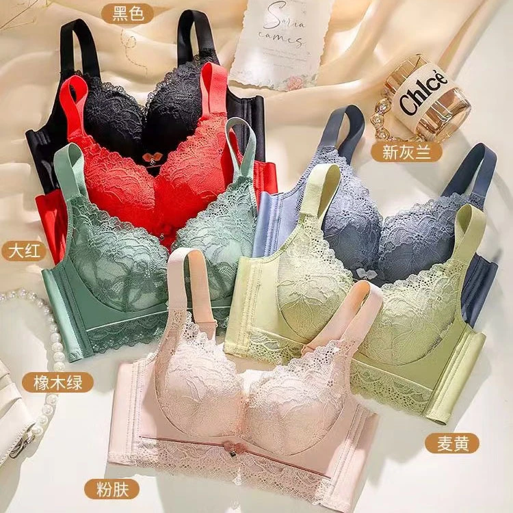 2023无钢圈火山石中厚减压无磁内衣 聚拢温变收副乳调整型文胸