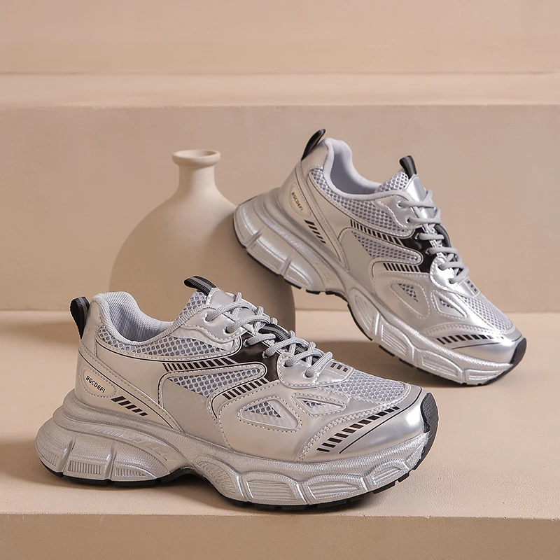 2024新款厚底透气网面老爹鞋夏季网红运动鞋爆款低帮学生时尚女鞋