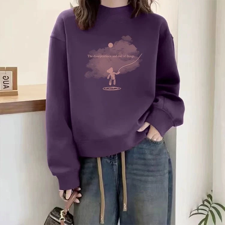 半高领卫衣女秋冬2024新款爆款加绒加厚宽松显瘦百搭长袖洋气上衣