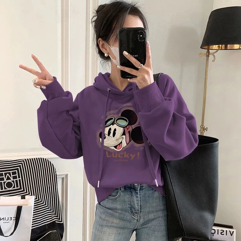 设计感小众秋冬新款2024加绒加厚套头连帽卫衣女短款宽松韩版外套