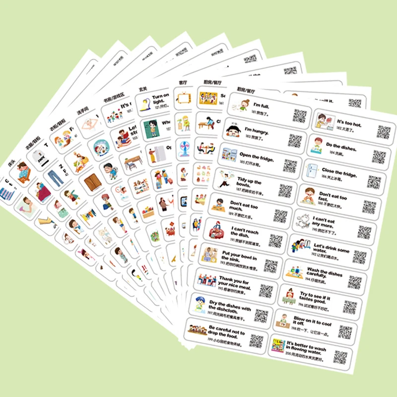 中小学英语口语便利贴纸儿童早教启蒙单词贴生活场景英语口语贴纸