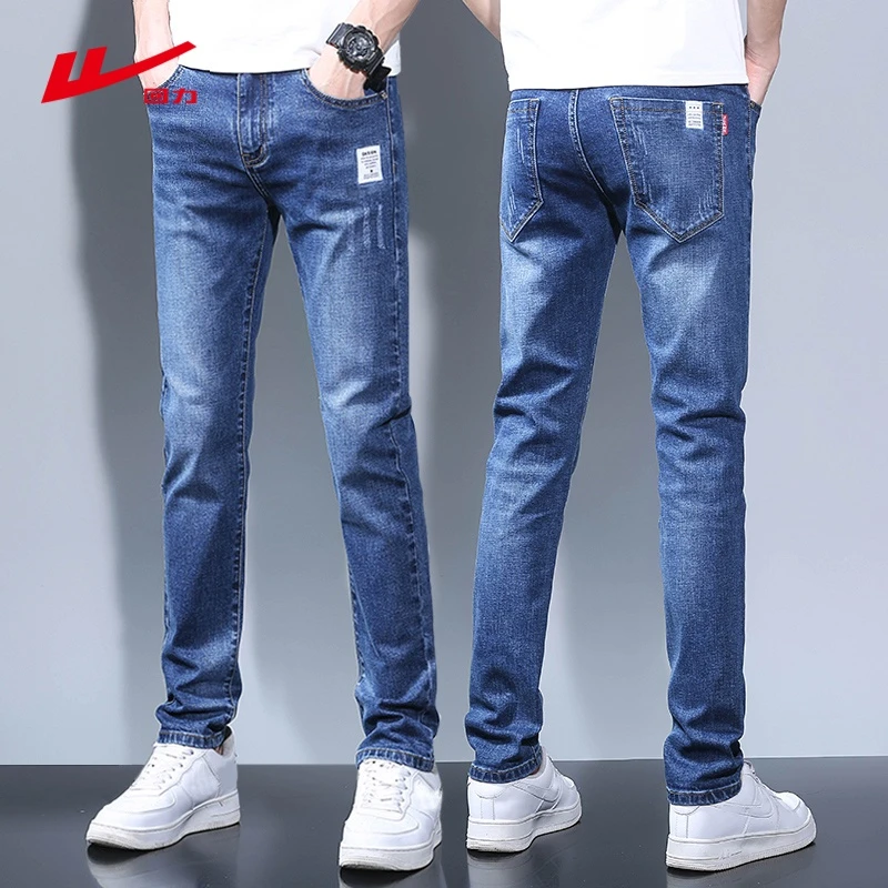 回力牛仔裤男士秋冬季2025新款爆款修身直筒裤弹力休闲百搭长裤子