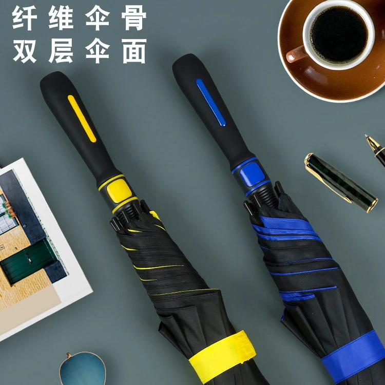 特大号晴雨两用黑胶结实加固遮阳防风双层碰击布防紫外线长柄大伞