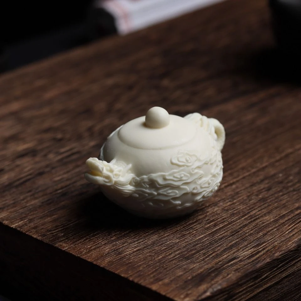 菩提果复古家用创意雕刻龙纹祥云把把壶中式工艺品