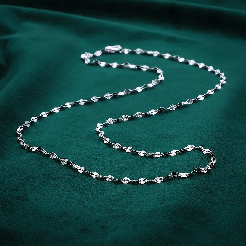 链子足银 足银999.9纯银雪花链百搭素链女款锁骨链子 45厘米手工