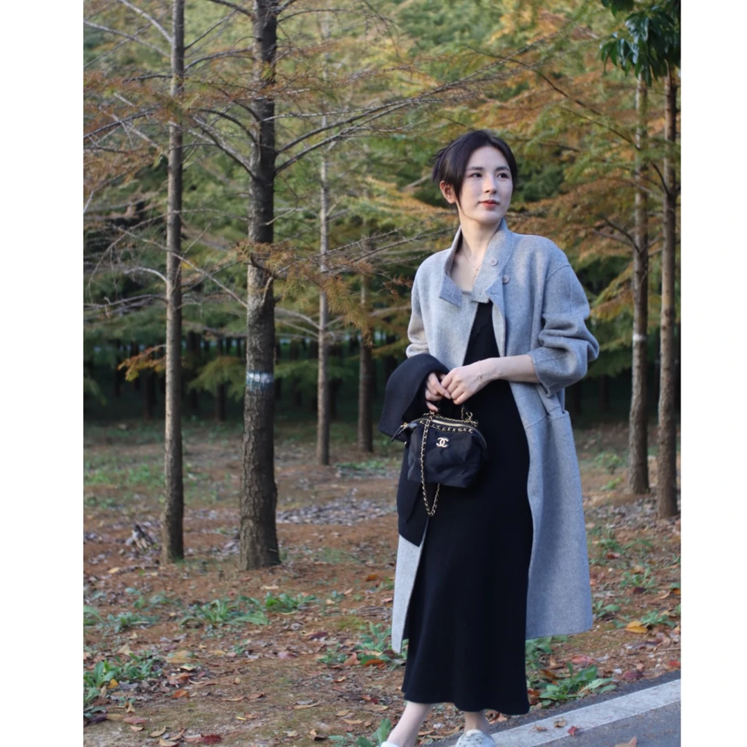 ZIJIN/云多拉 时尚立领秋冬小个子气质款双面呢羊驼绒大衣轻奢