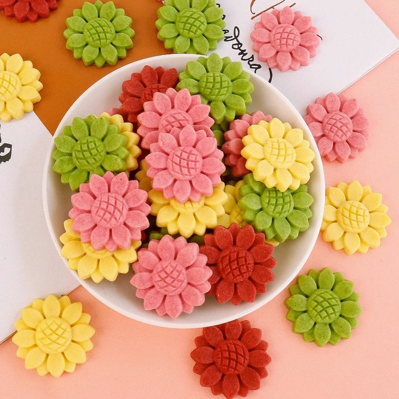 彩色向日葵饼干装饰裱花摆件可食用插件樱花甜品提拉米苏饼干饼干