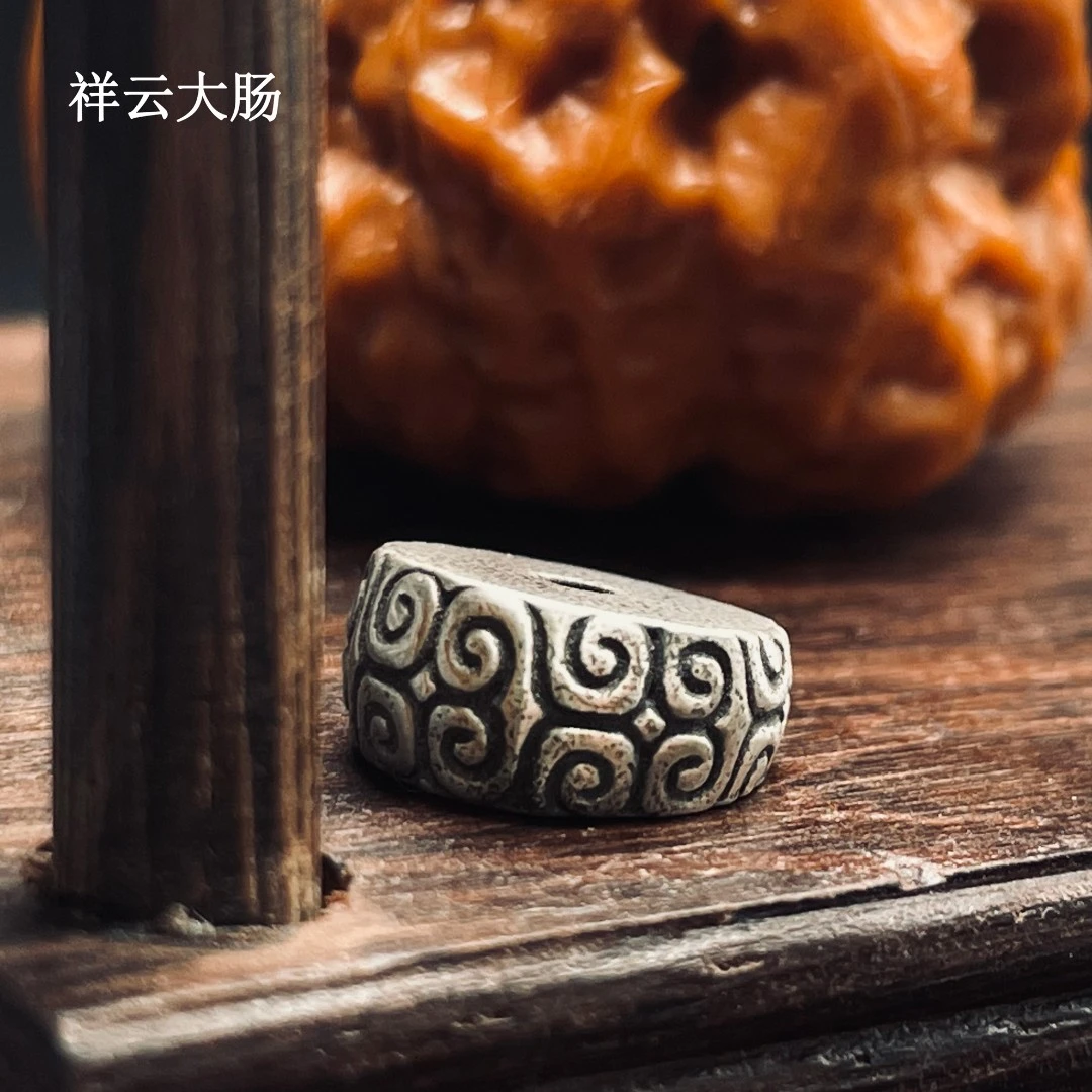 925银银制品 s925银祥云大肠花纹大肠配饰做旧款文玩配饰工厂直销