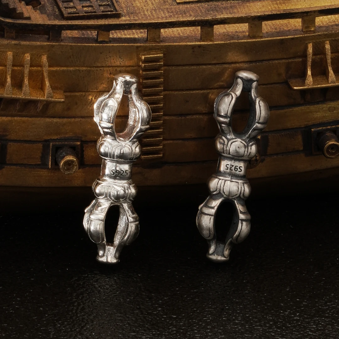 925银银制品 杵背云文玩配饰手串配件降魔杵背云线束绳束佛珠银饰