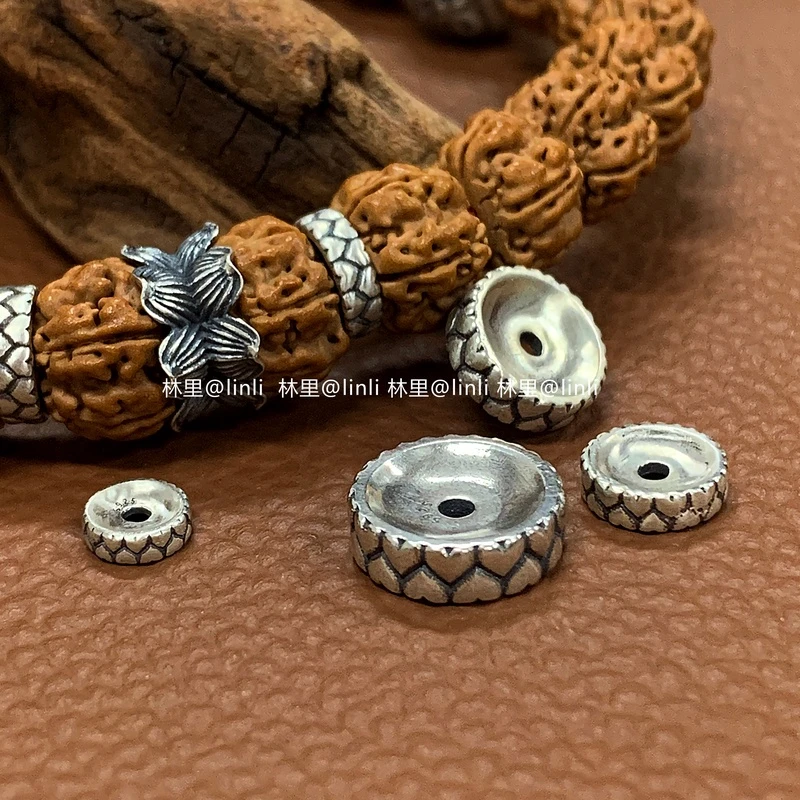 925银银制品 龙鳞卡环项链手环手串文玩配饰精工串珠diy藏式实心