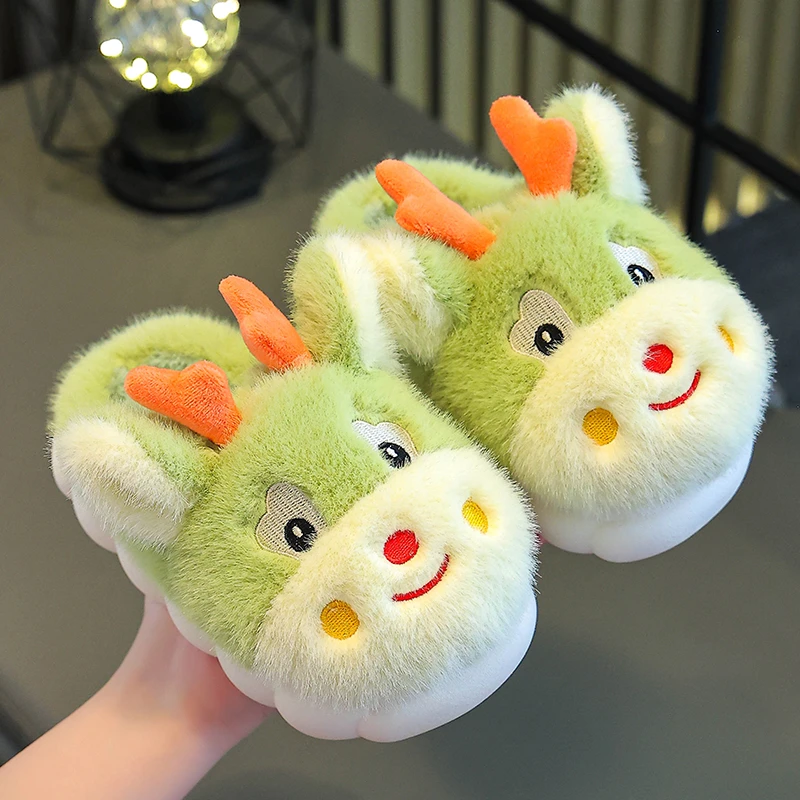 儿童新款亲子棉拖鞋小中大童居家室内加厚保暖宝宝防滑软底毛毛鞋