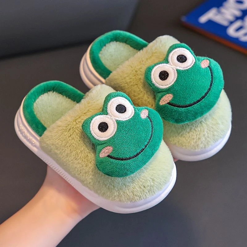 2025冬季新款儿童棉拖鞋男女童室内加绒保暖小孩卡通可爱防滑毛拖