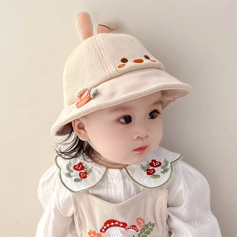 儿童帽子2024新款小熊渔夫帽防晒遮阳可爱卡通男女孩宝宝盆帽春秋