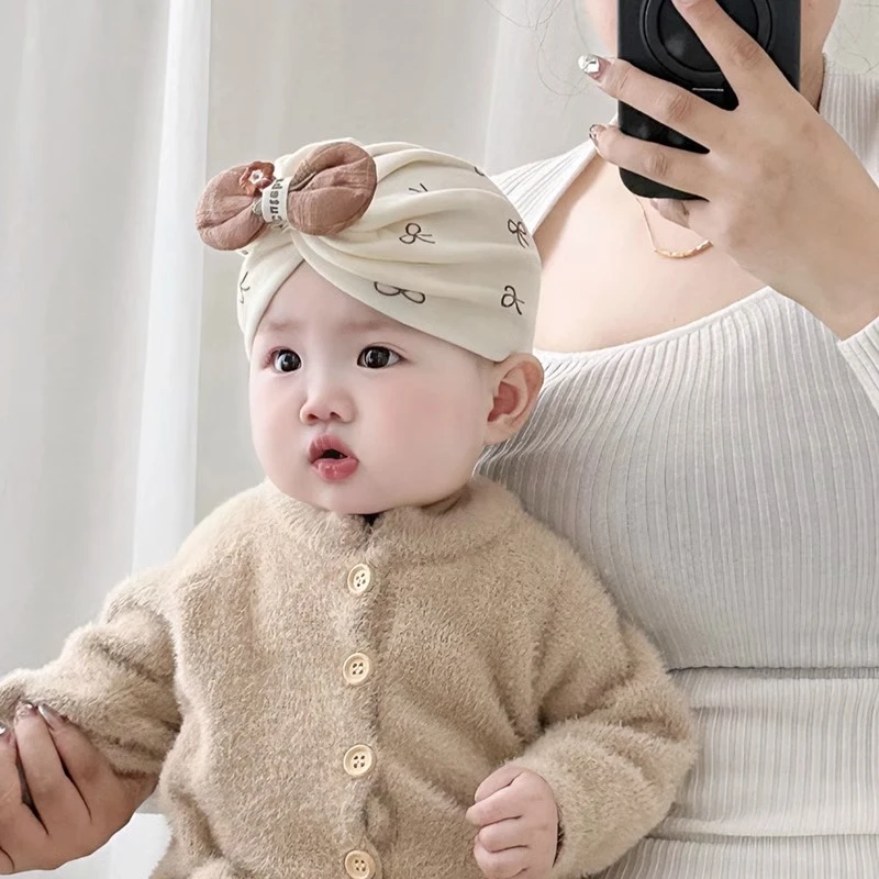 婴儿帽子春秋款小月龄胎帽新生婴幼儿头巾帽可爱女宝宝护耳印度帽