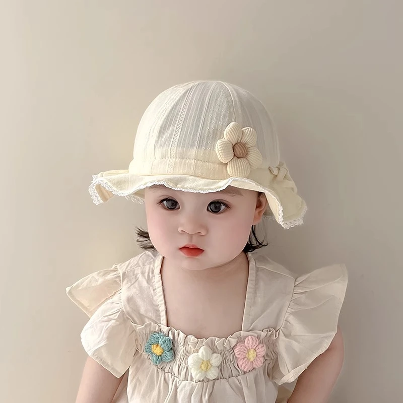 轻薄款~婴儿帽子夏季薄款女宝宝遮阳帽大帽檐小月龄外出防晒帽子