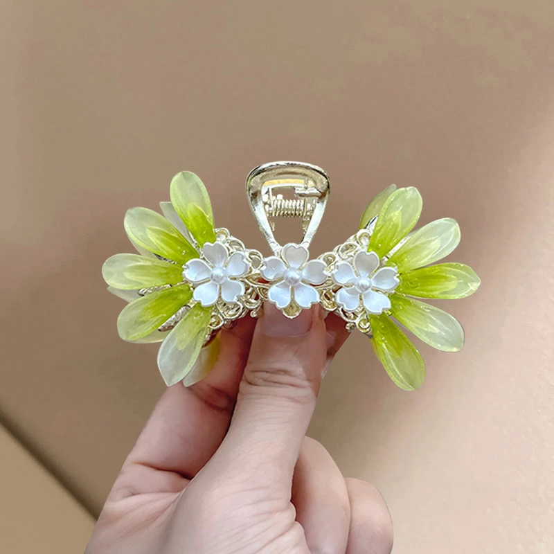 中国风铃兰花甜美中号抓夹古风森系绿色仙气发卡优雅网红小清新款