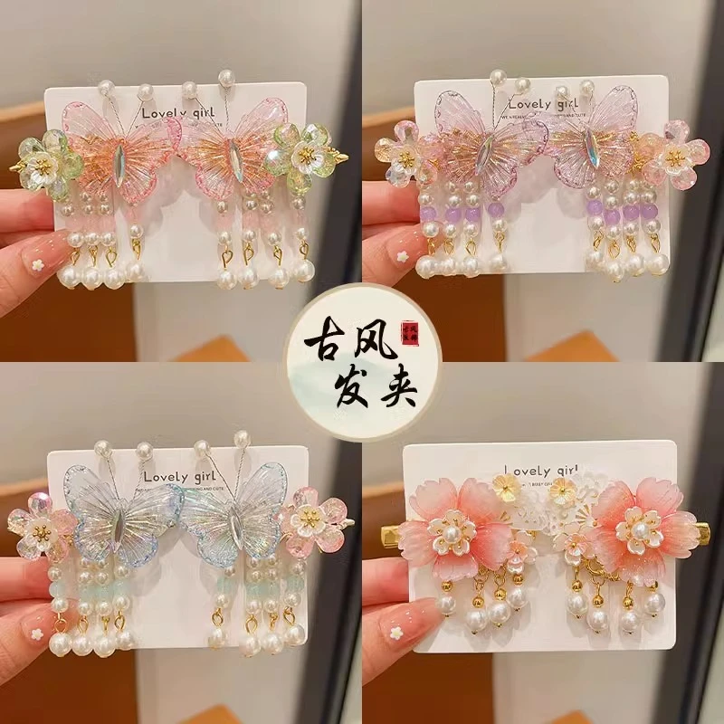 中国风小女孩可爱发卡古风花朵发夹超仙女童汉服配饰儿童头饰发饰