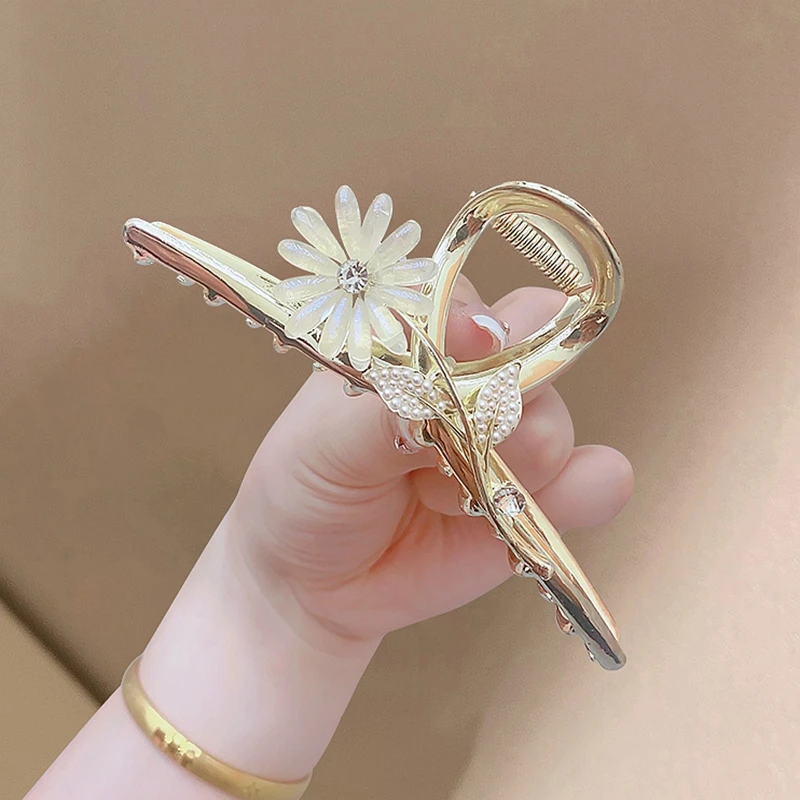 夏季优雅雏菊花朵大号抓夹韩版轻奢精致简约气质网红发饰时尚饰品