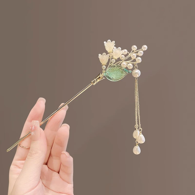 复古宫廷古风汉服花朵发簪日常百搭优雅气质清新旗袍汉服盘发发钗