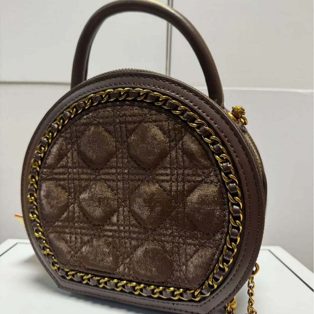 经典女士时尚复古圆饼包