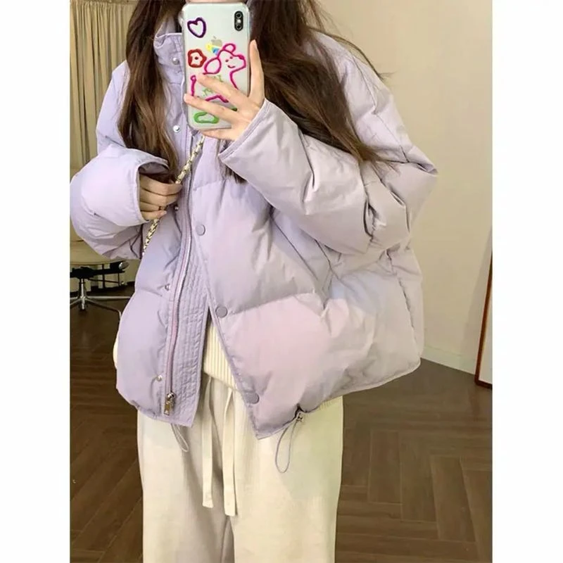 冬季棉服女小个子清仓风设计感韩版宽松外套女棉袄子潮奶油色短款