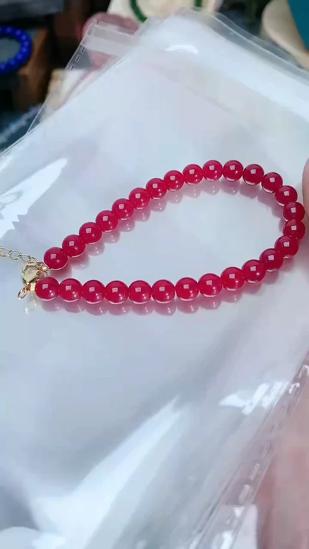 【闪购商品】红宝石手链银S925镶嵌素面圆6
