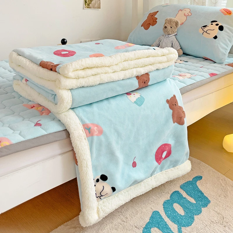 加厚牛奶绒学生宿舍床垫软垫秋冬保暖垫被床褥铺被夹棉毛毯盖毯子