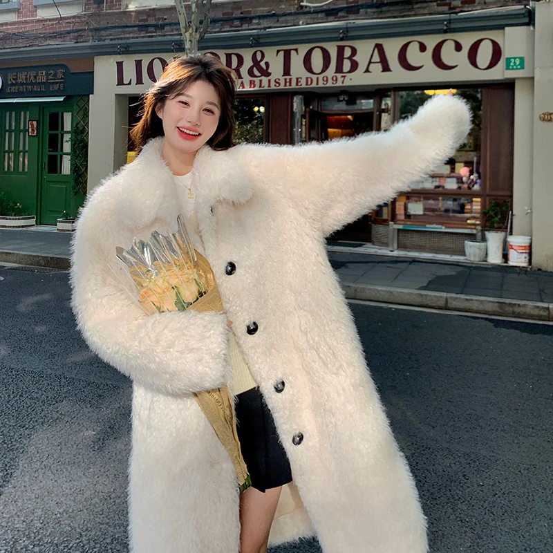 2024冬季新款韩版毛茸茸大衣女显瘦棉衣加厚皮毛一体外套棉服棉袄