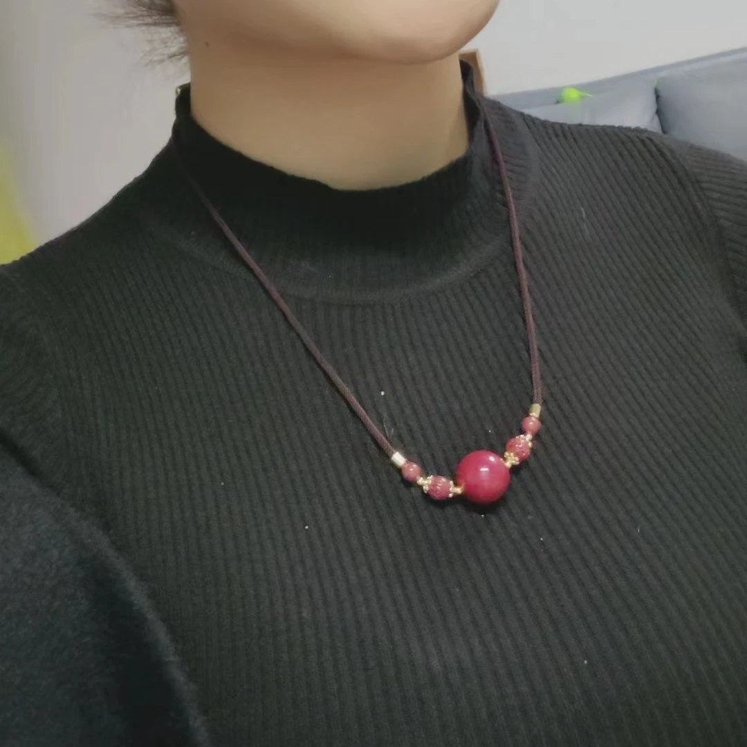 非金属项链 辰纱紫金朱纱吊坠转运珠女士锁骨链本命年