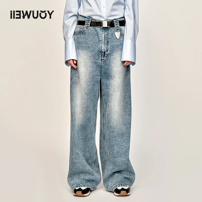 有尾YOUWEI美式金属尾夹休闲百搭潮流牛仔老风直筒裤Y5123303