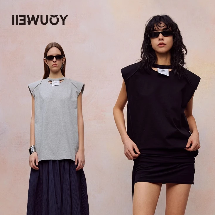 有尾iIEWUOY有尾背心 针织反做垫肩背心设计师Y3324207运动瑜伽