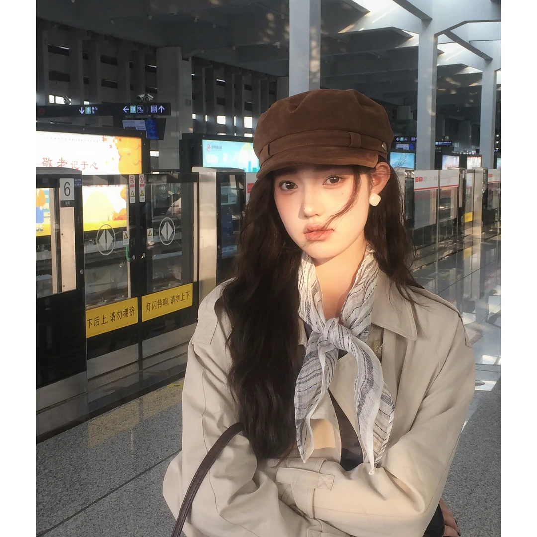 【城市旅人】复古休闲平顶帽英伦高质感贝雷帽时髦百搭八角帽秋冬