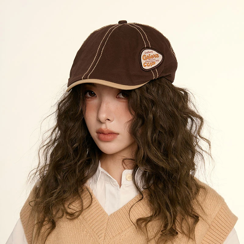 美式复古棕色贝雷帽子女街头休闲前进帽显脸小咖啡色报童画家帽男