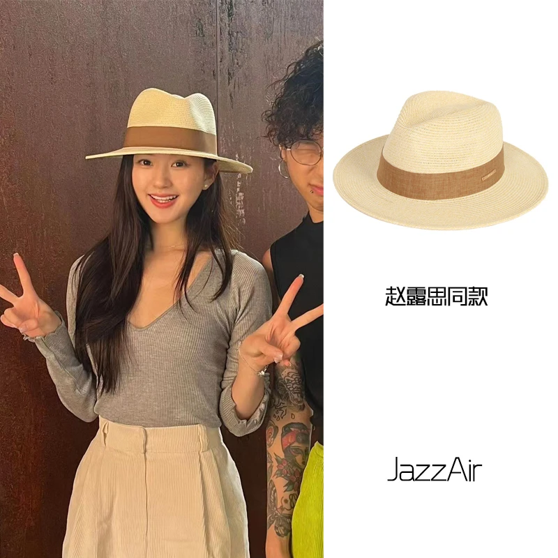 赵露思同款遮阳帽巴拿马草帽大头围60礼帽女夏天英伦风帽子女夏款