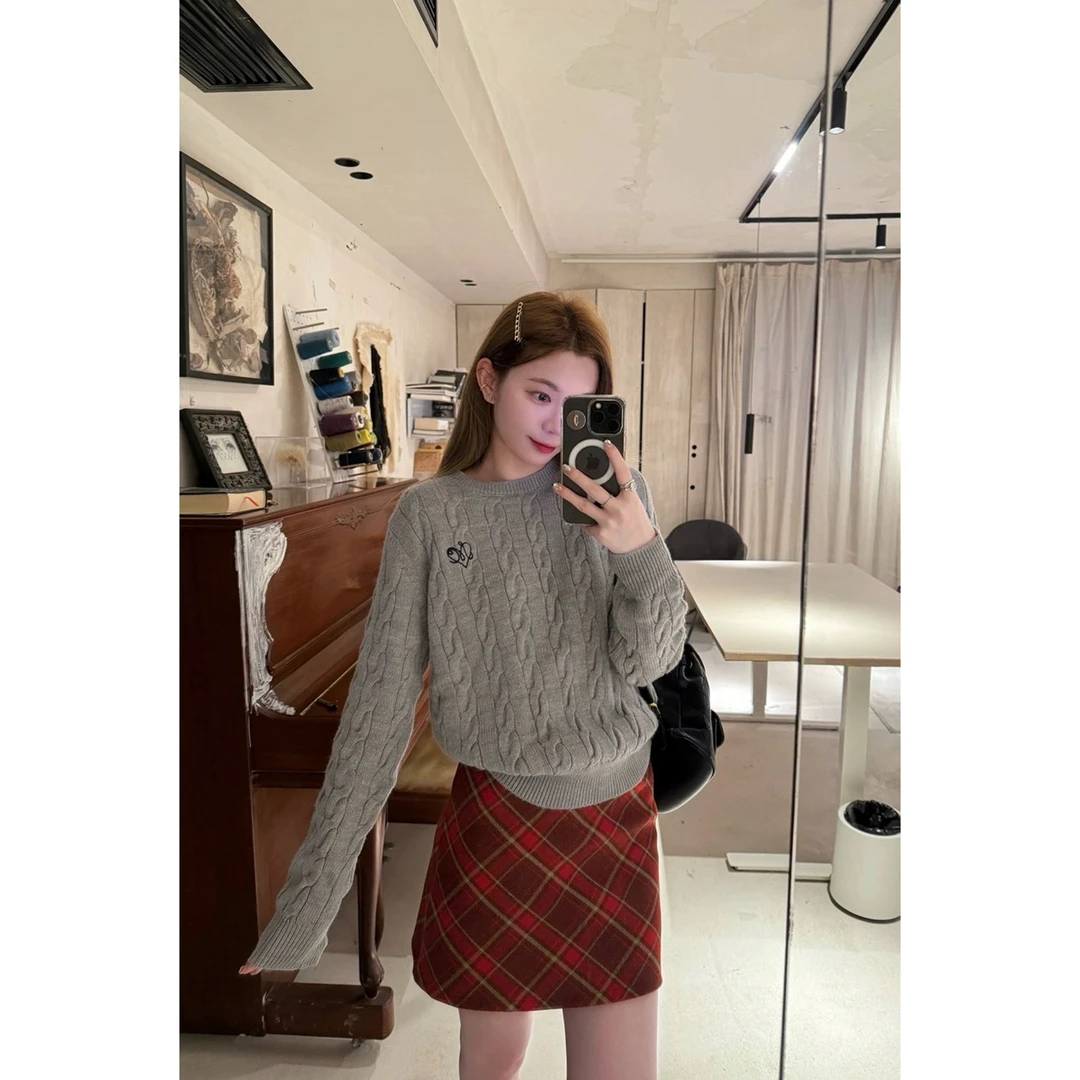 【英伦少女】Lu 高级感复古百搭学院风设计感高腰A字显瘦半身裙