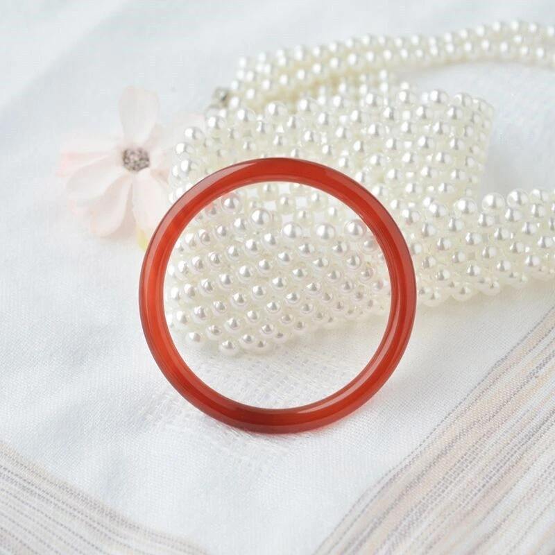 天然正品胭脂红玛瑙镯女国风复古优雅气质饰品秋冬新款高级6mm