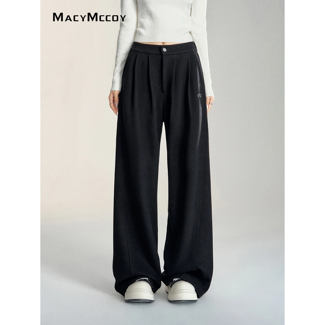 MacyMccoy雪尼尔阔腿裤女2024冬季慵懒风神裤垂感显瘦百搭长裤