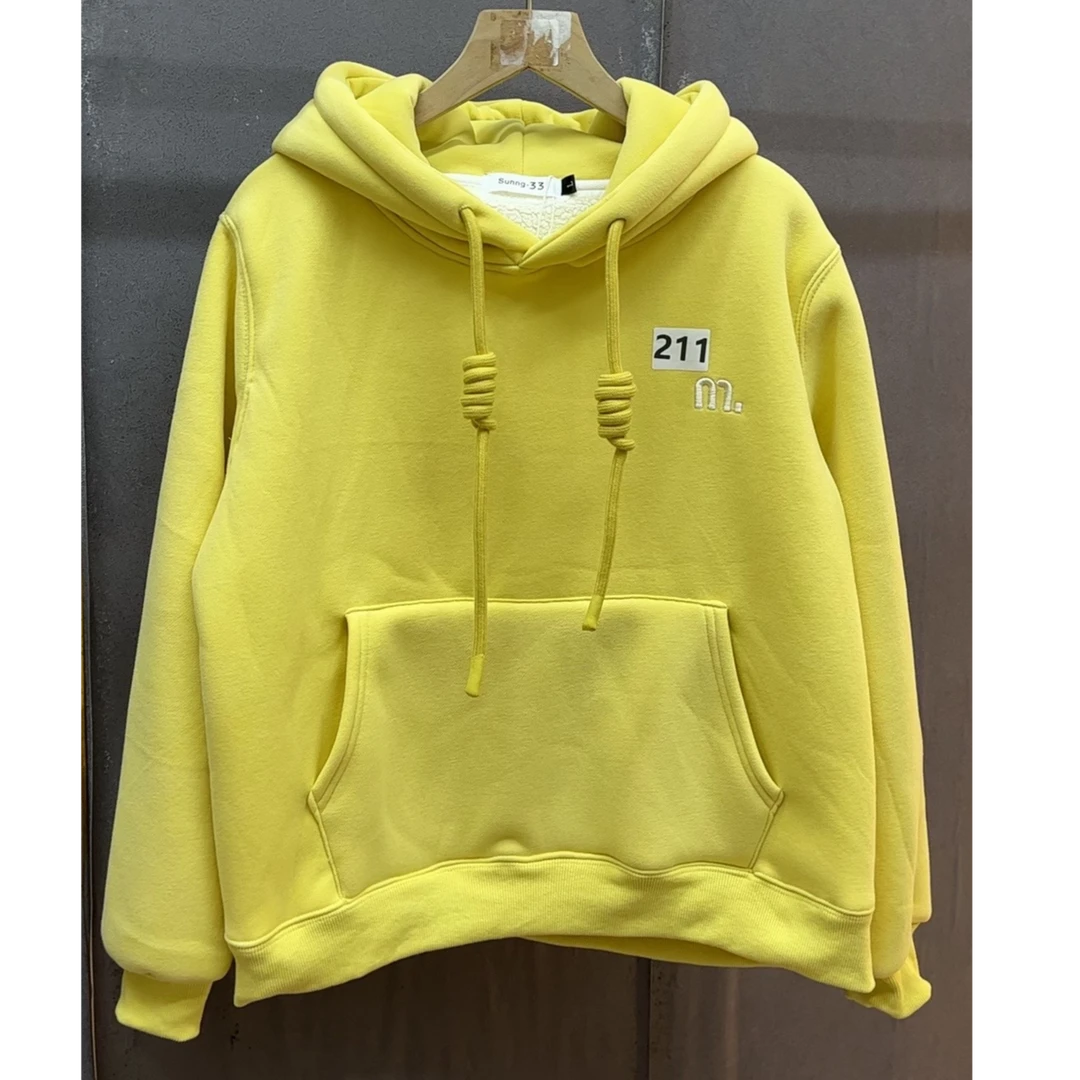 M小字母刺绣糕糕绒卫衣女休闲时尚连帽加绒百搭加厚秋冬