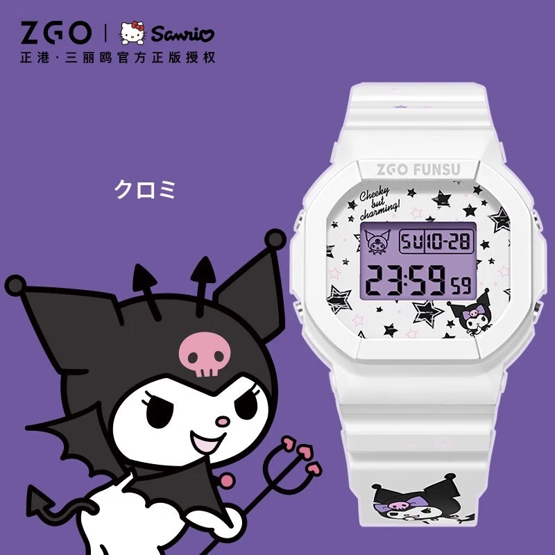 正港三丽鸥手表美乐蒂小方块女孩初高中学生防水独角兽儿童电子表