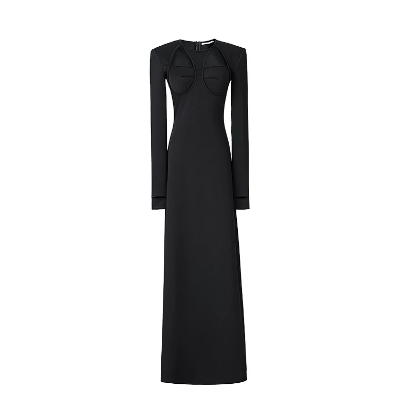 MAGGIE MA马婧设计师款连衣裙醋酸镂空性感小众挂脖包臀裙023D