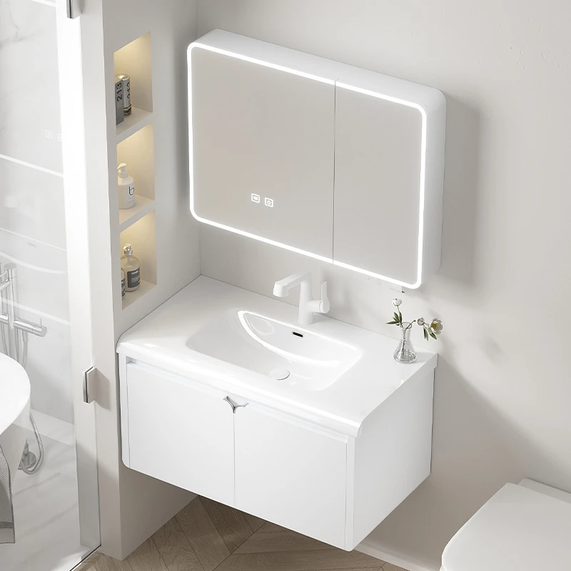 新款浴室柜一体盆陶瓷组合卫生间不锈钢洗手盆小户型洗漱台洗脸盆