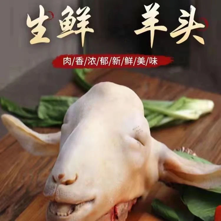 【下单送料包】新鲜带皮整只羊头肉带耳朵现宰山羊头3到4斤冷冻批发