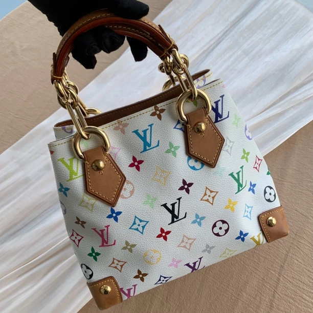 95新 LouisVuitton/路易威登 经典白三彩手提薇薇安饭盒包